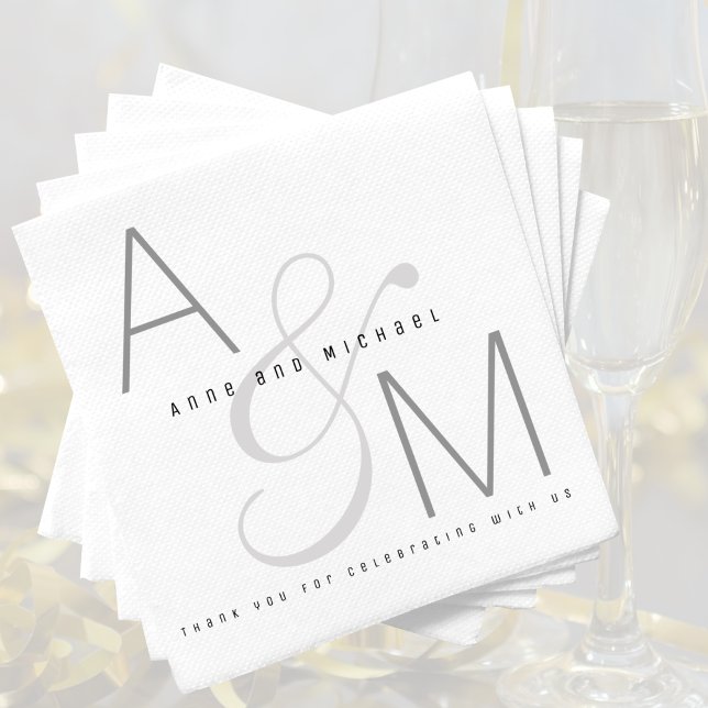 Simple Monogrammed Wedding Reception Party Napkins (Creator Uploaded)