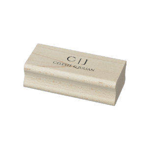 Simple Monogrammed Wedding Rubber Stamp