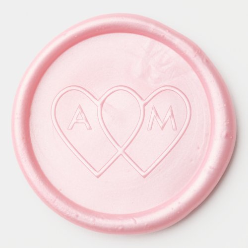 Simple Monograms and Two Hearts Wax Seal Sticker