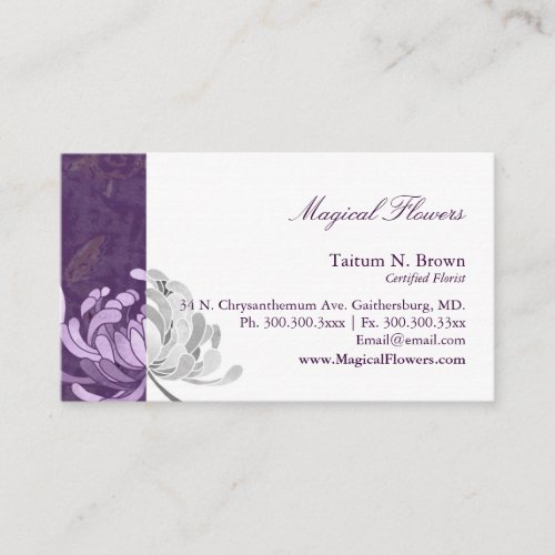 Simple Monotone Flower Personal Business Cards