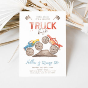 Simple Monster Truck Birthday Invitation | Modern