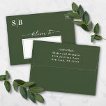 Simple Monstera Green A7 5x7 Wedding Invitation Envelope<br><div class="desc">Minimal Simple Solid Monstera Dark Green Wedding Envelopes with Return Address. This modern wedding or any event Envelope design is simple and elegant with a solid background color and trendy fonts. Shown in the Monstera Green Forest Hunter Wedding Colorway. Also features a simple monogram on the Left side of the...</div>