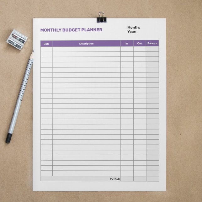 Simple Monthly Budget Planner Purple Notepad (Simple Monthly Budget Planner Purple Notepad)