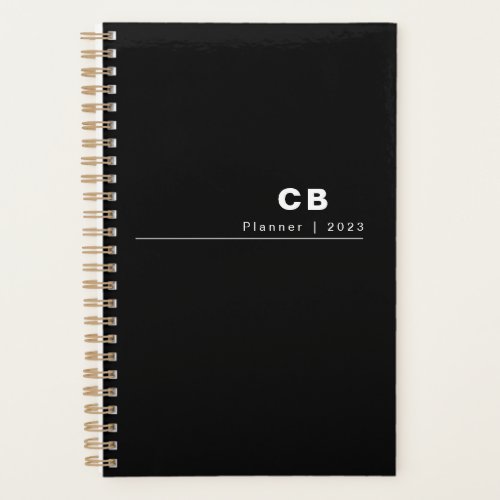 Simple Monthly Weekly Undated Black Planner