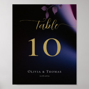 Simple Moody Black Dark Purple Eucalyptus Wedding Poster