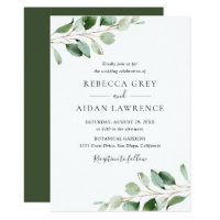 Simple Moody Eucalyptus Greenery Wedding Invitation