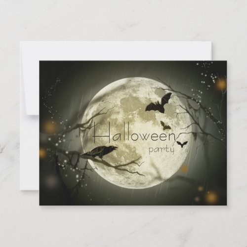 Simple Moon Halloween Party Adult Invitations