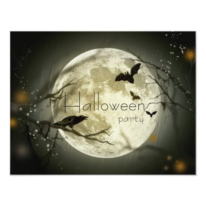 Simple Moon Halloween Party Adult Invitations | Zazzle.com