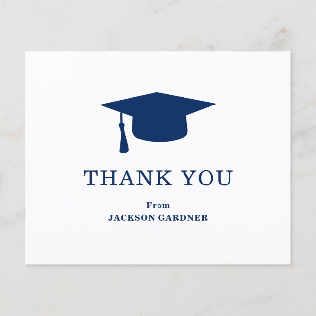 Simple Mortar Board Budget Graduation Thank You (Front)