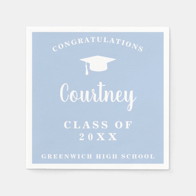 Simple Mortar Board Modern Graduation Napkins (Front)
