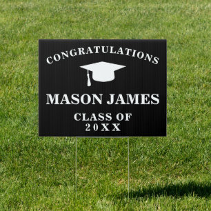Simple Mortar Board Modern Graduation Sign