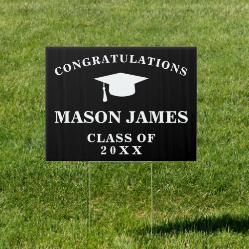 Simple Mortar Board Modern Graduation Sign