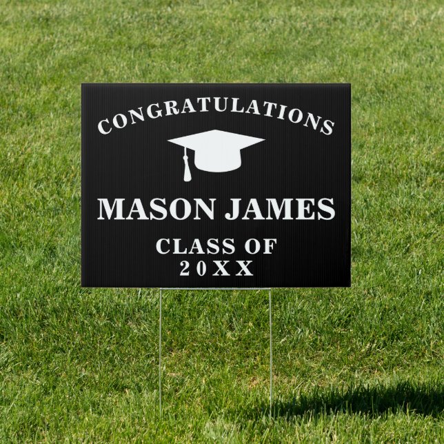 Simple Mortar Board Modern Graduation Sign (Insitu)