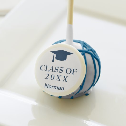 Simple Mortar Board Navy Blue Graduation Cake Pops (Front Insitu)
