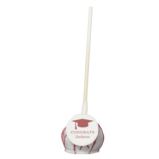 Simple Mortar Board Red Burgundy Graduation Cake Pops (Front)
