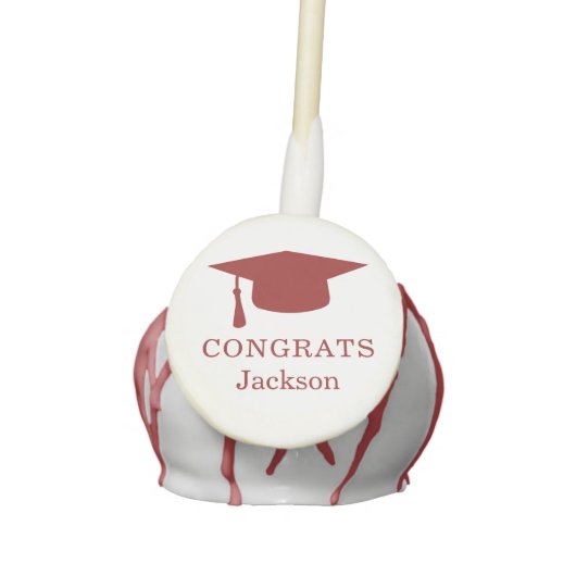 Simple Mortar Board Red Burgundy Graduation Cake Pops (Front)