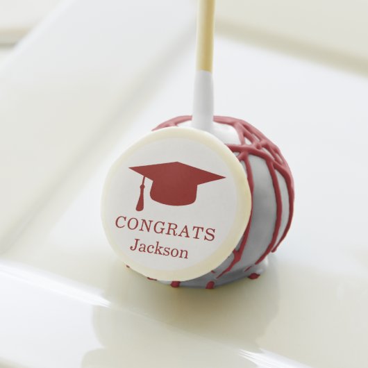 Simple Mortar Board Red Burgundy Graduation Cake Pops (Front Insitu)