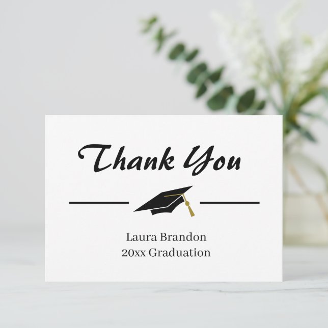 Simple Mortarboard Graduation Thank You Card (Standing Front)