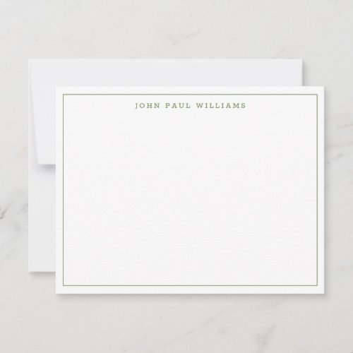 Simple Moss Green Modern Professional Thin Border Note Card