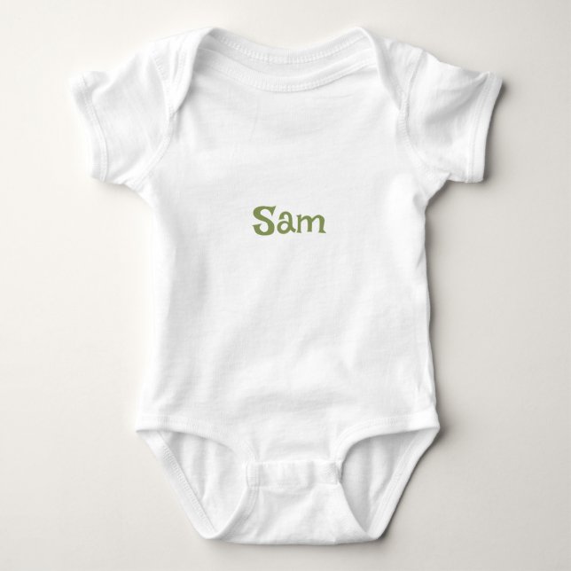 Simple Moss Green Personalized Name Baby Bodysuit (Front)