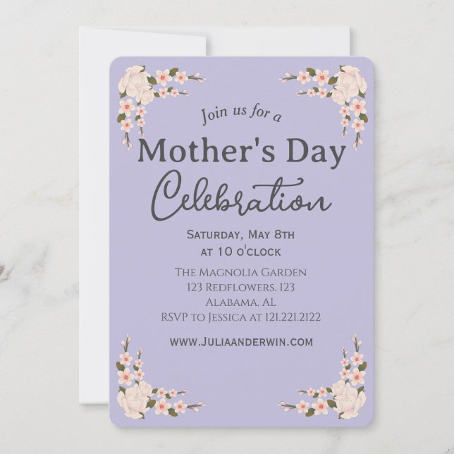 Simple Mother's Day Celebration | Floral theme Invitation (Front)