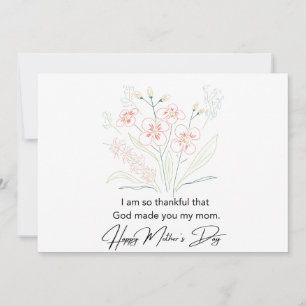 Simple Mother's Day Flowers Drawing Thank You Card