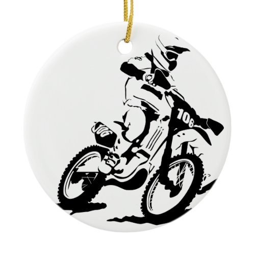 Simple Motorcross Bike and Rider Ceramic Ornament