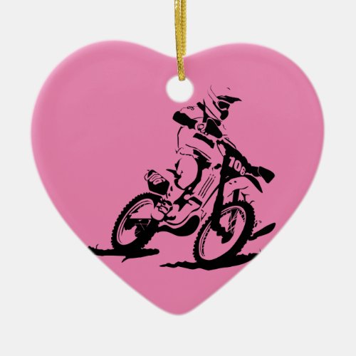 Simple Motorcross Bike and Rider Ceramic Ornament