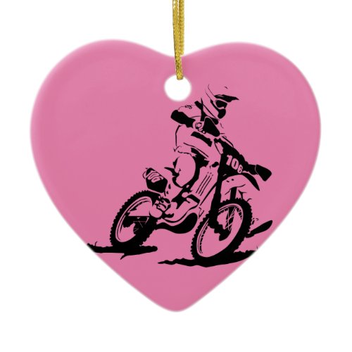 Simple Motorcross Bike and Rider Ceramic Ornament