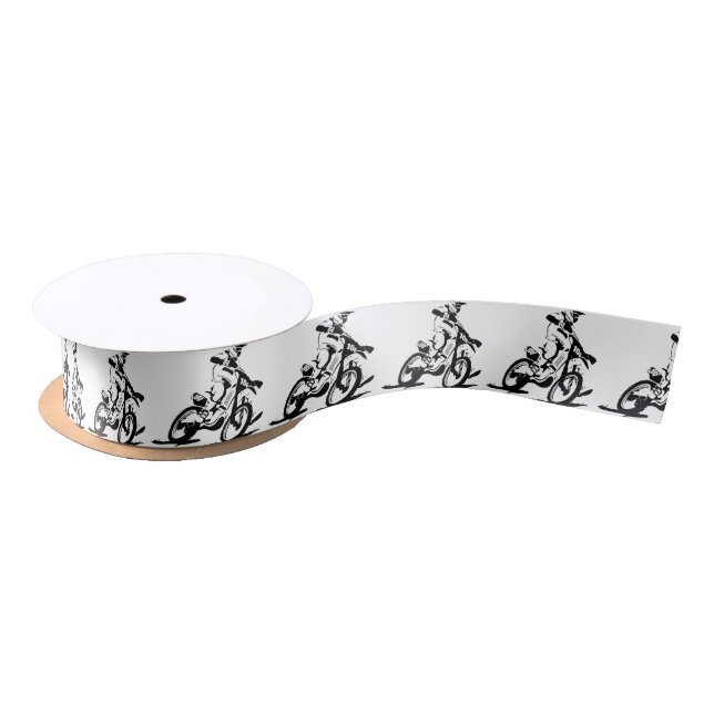 Simple Motorcross Bike and Rider Satin Ribbon (Spool)