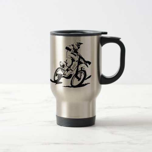 Simple Motorcross Bike and Rider Travel Mug