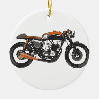 Simple Motorcycle - Cafe Racer 750 Drawing Ceramic Ornament by fameland at Zazzle