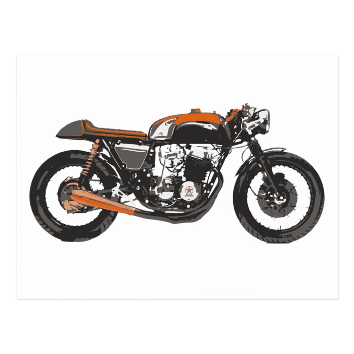 Simple Motorcycle   Cafe Racer 750 Drawing Postcard