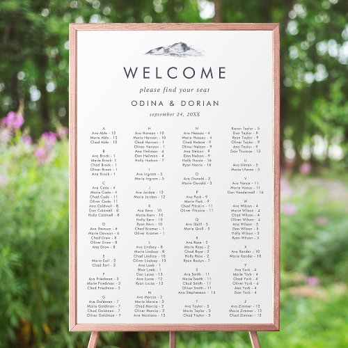 Simple Mountain Alphabetical Seating Chart