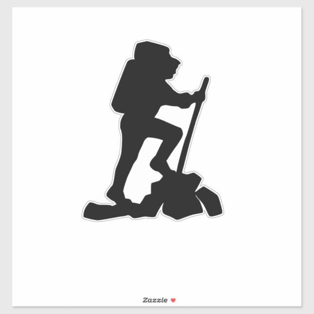 simple mountain hiking man black silhouette sticker (Sheet)