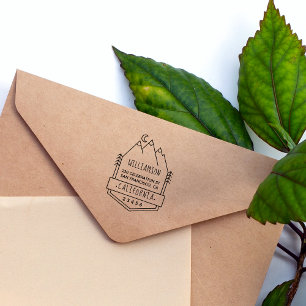 Simple Mountain & Pine Trees Rustic Return Address Self-inking Stamp