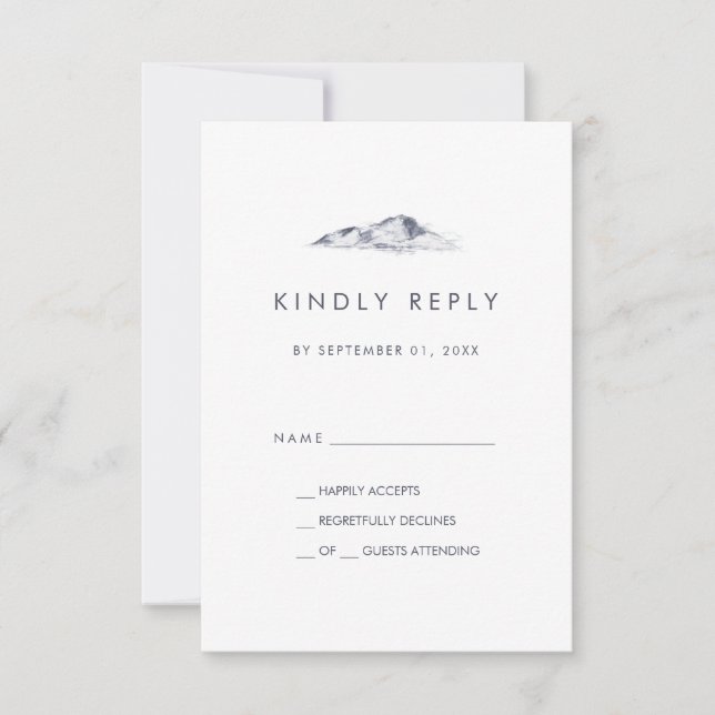 Simple Mountain Simple Wedding RSVP Card (Front)