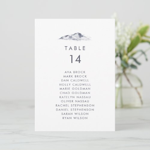 Simple Mountain Table Number Seating Chart