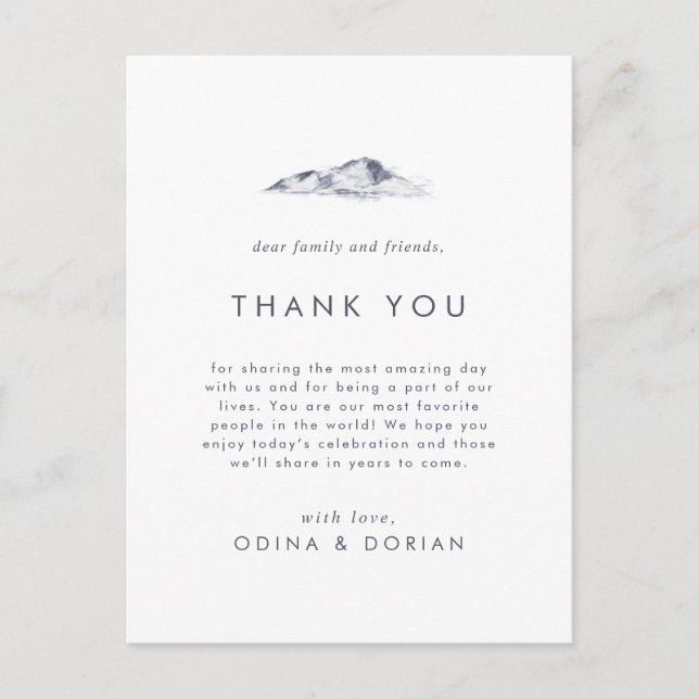 Simple Mountain Thank You Reception Card (Front)
