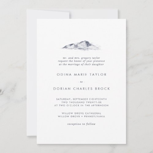 Simple Mountain Traditional Wedding Invitation