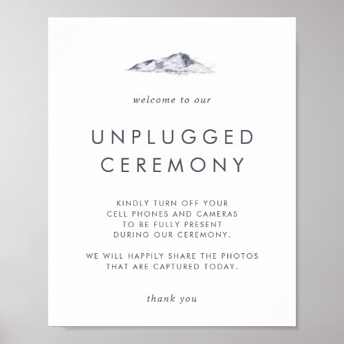 Simple Mountain Unplugged Ceremony Sign