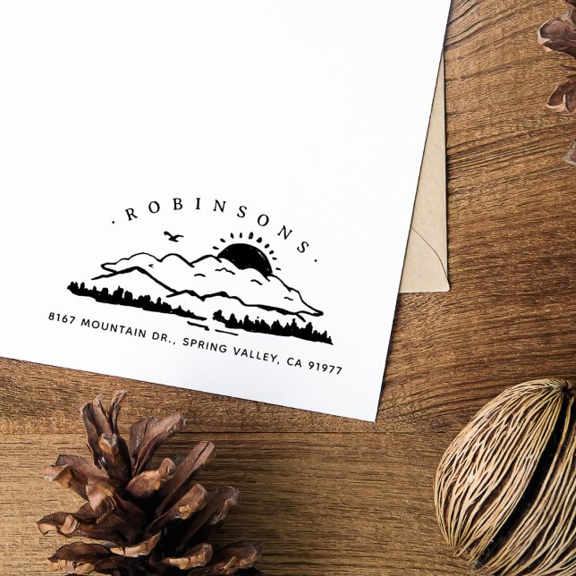 Simple Mountain Valley Rustic Family Return Addres Rubber Stamp (Creator Uploaded)