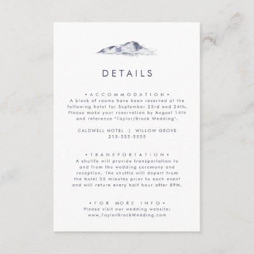 Simple Mountain Wedding Details Enclosure Card