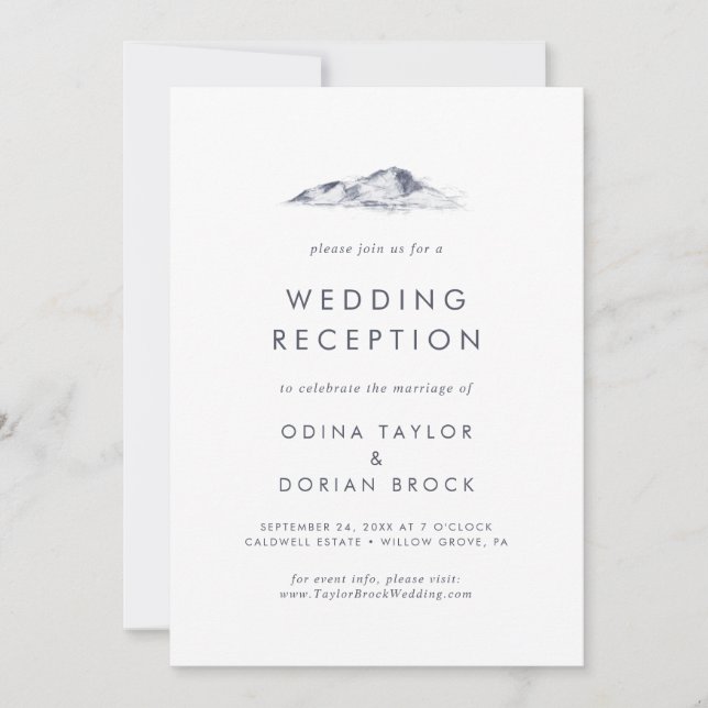 Simple Mountain Wedding Reception Invitation (Front)