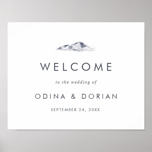 Simple Mountain Wedding Welcome Poster