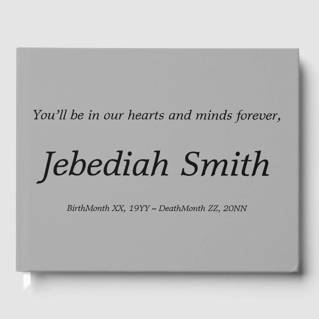 Simple & Mournful Funeral/Memorial Guestbook (Front)