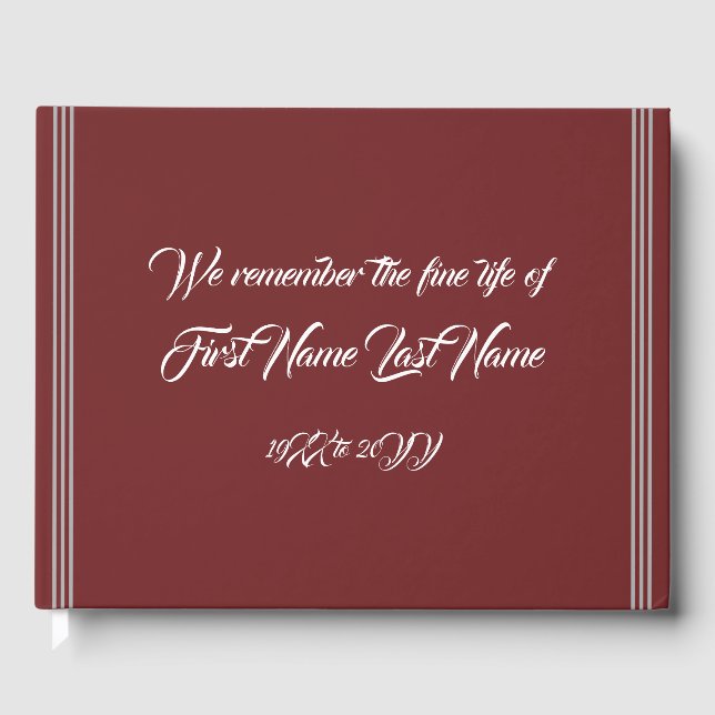 Simple & Mournful Wake Service Guest Book (Front)