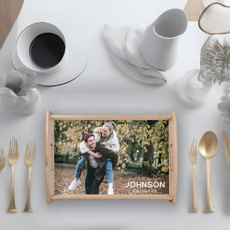 Simple Mr & Mrs Custom Photo Wedding Serving Tray