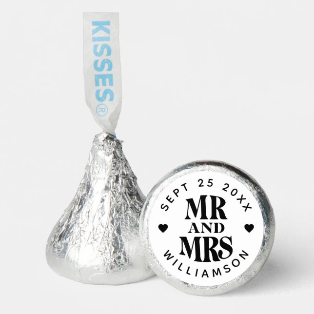 Simple Mr Mrs Name Date Wedding Heart Favor (Front)