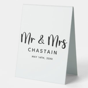 Simple Mr. & Mrs.   Wedding Monogram  Table Tent